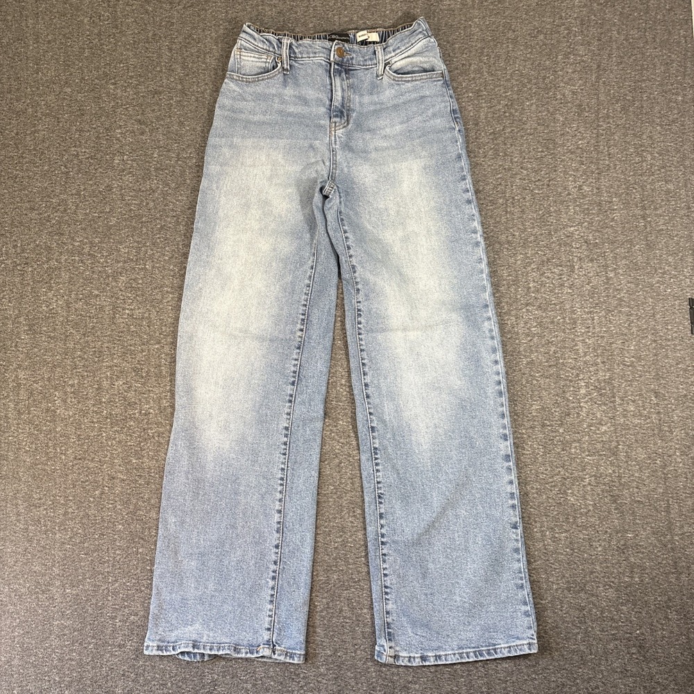 BCBGeneration Baggy Wide Leg Jeans Light Wash Blue Elastic Back Stretch Sz 3/26